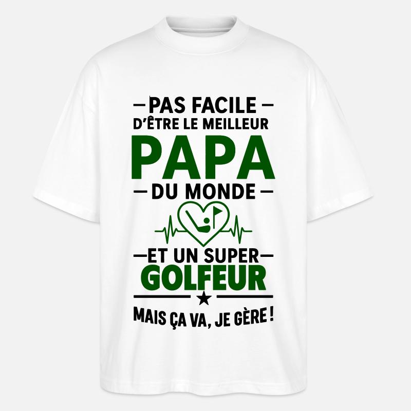 Herz + Golf – Super Papa Golfer - Stanley/Stella Oversized Unisex Bio T-Shirt Blaster 2.0 - Weiß