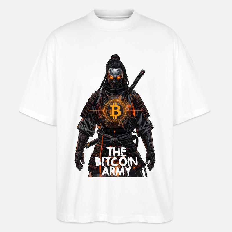 Bitcoin Bazooka - L’Armée Bitcoin - Samurai 01 - T-shirt bio Blaster 2.0 coupe oversize Stanley/Stella Unisexe - blanc
