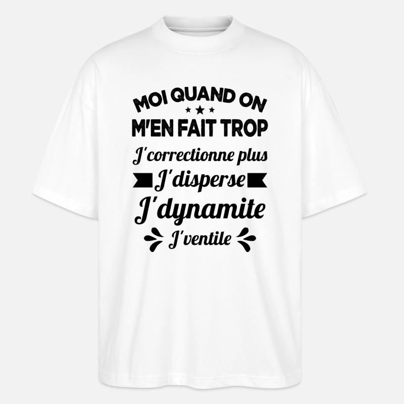 Tontons Flingueurs J'dynamite J'disperse J'ventile - T-shirt bio Blaster 2.0 coupe oversize Stanley/Stella Unisexe - blanc