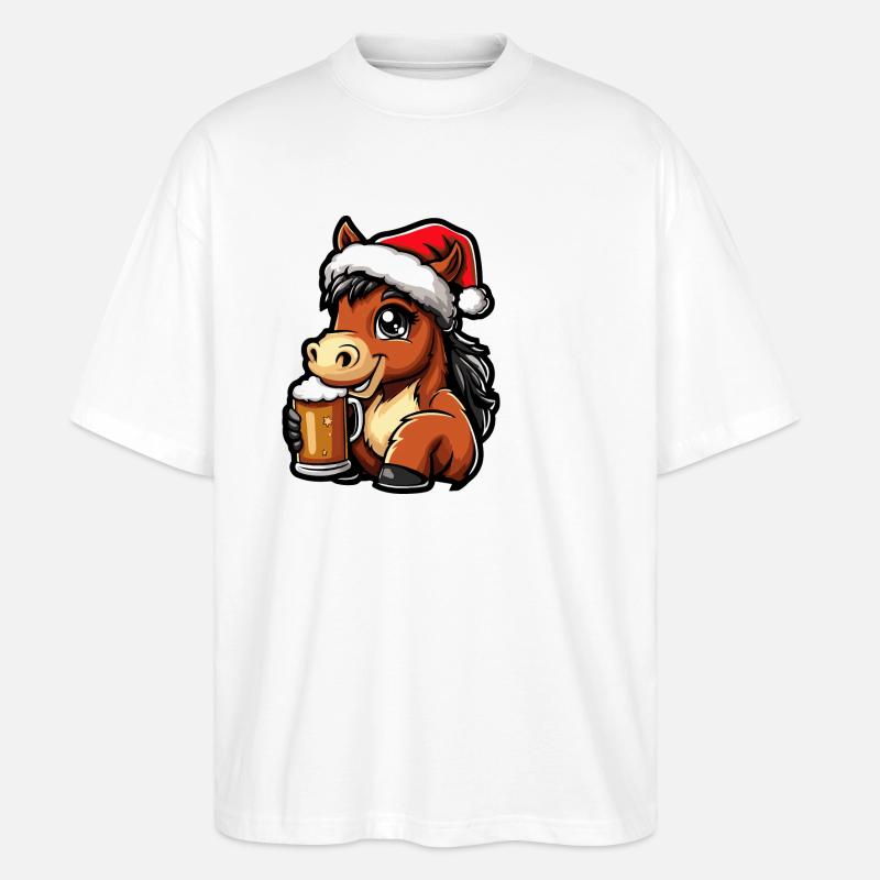 Bière de Noël de cheval - T-shirt bio Blaster 2.0 coupe oversize Stanley/Stella Unisexe - blanc