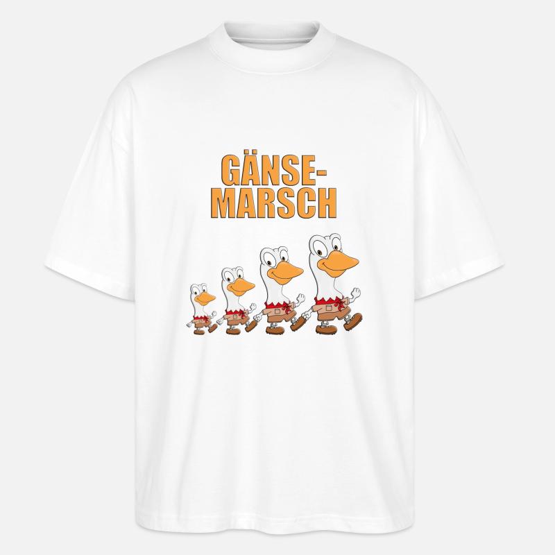 GÄNSEMARSCH - GÄNSE - GANS - Stanley/Stella Oversized Unisex Bio T-Shirt Blaster 2.0 - Weiß