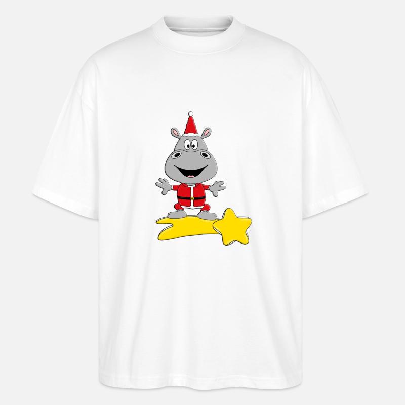 STERNSCHNUPPE - NILPFERD - WEIHNACHTEN - Stanley/Stella Oversized Unisex Bio T-Shirt Blaster 2.0 - Weiß