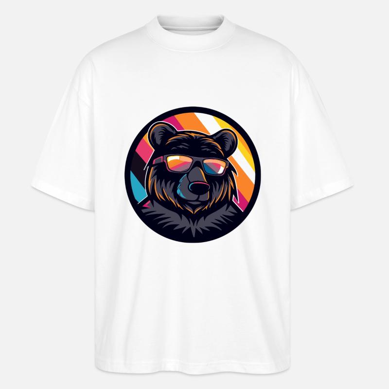 Bear Comic Cool Summer - Stanley/Stella Oversized Unisex Organic T-shirt Blaster 2.0 - white