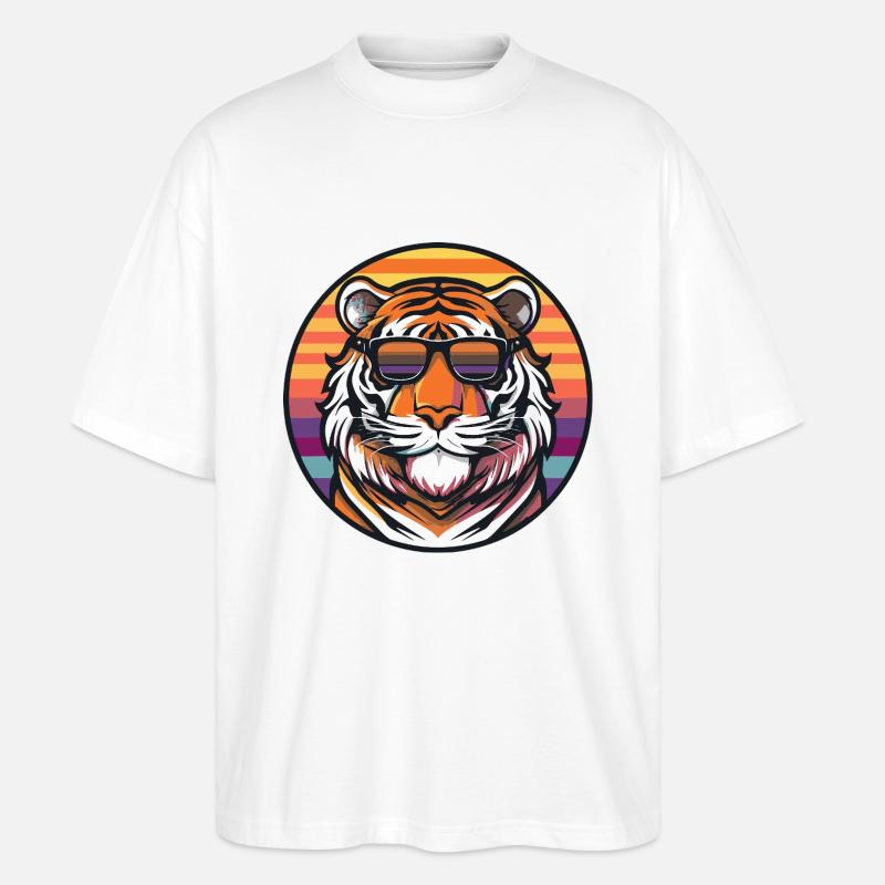 Tiger Comic Cool Summer - Stanley/Stella Oversized Unisex Organic T-shirt Blaster 2.0 - white