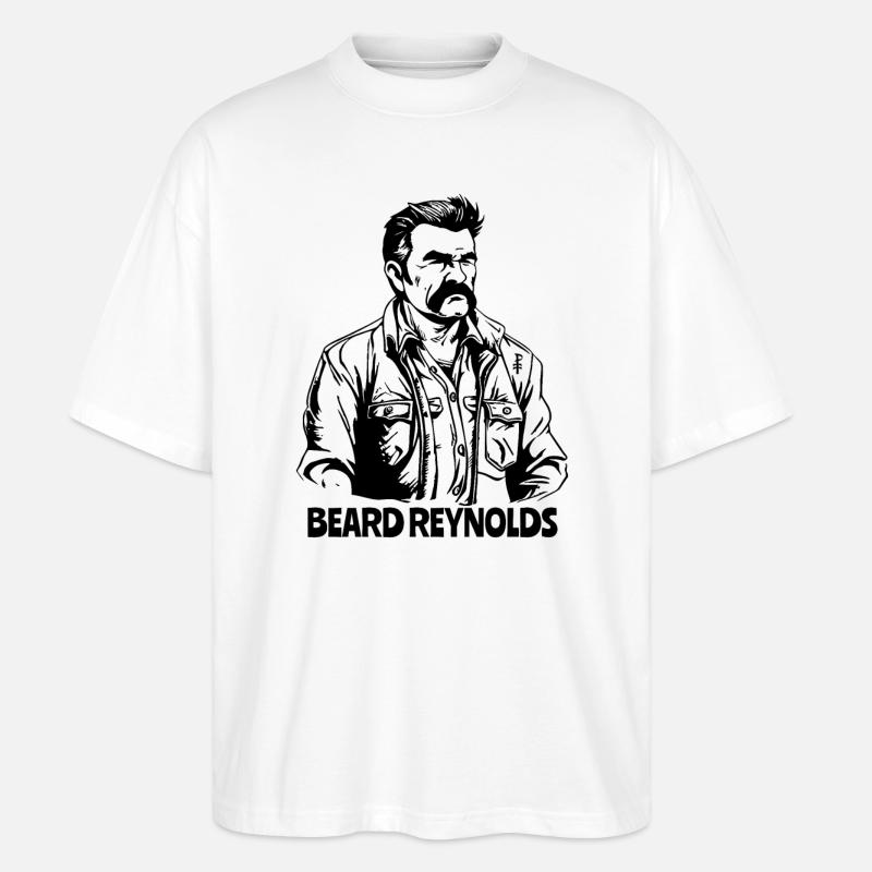 Männlicher Mann, Schnurrbart BEARD REYNOLDS - Stanley/Stella Oversized Unisex Bio T-Shirt Blaster 2.0 - Weiß