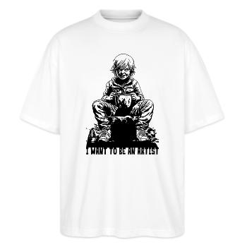 Kleiner Junge will Künstler werden - Stanley/Stella Oversized Unisex Bio T-Shirt Blaster 2.0 - Weiß - Vorne - Alina (178cm) & Michal (187cm)