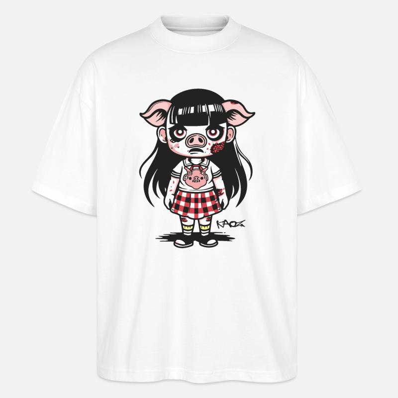 Schulmädchen Zombie Schwein - Stanley/Stella Oversized Unisex Bio T-Shirt Blaster 2.0 - Weiß