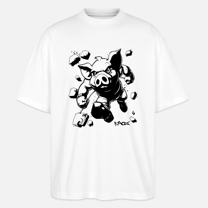 Durchbruch: Mauern durchbrechen, Intensive Schwein - Stanley/Stella Oversized Unisex Bio T-Shirt Blaster 2.0 - Weiß