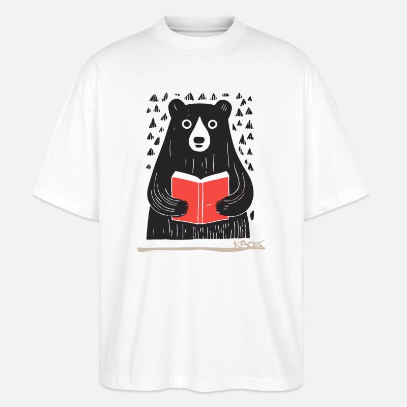 Ein lesender Bär - Stanley/Stella Oversized Unisex Bio T-Shirt Blaster 2.0 - Weiß