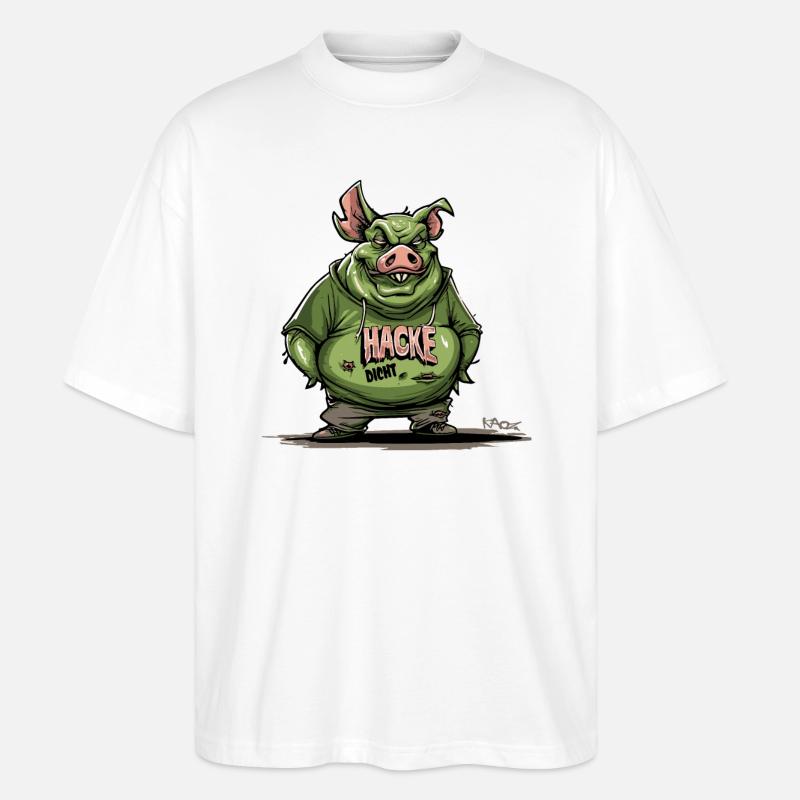 Houe Dense Cochon Zombie - T-shirt bio Blaster 2.0 coupe oversize Stanley/Stella Unisexe - blanc