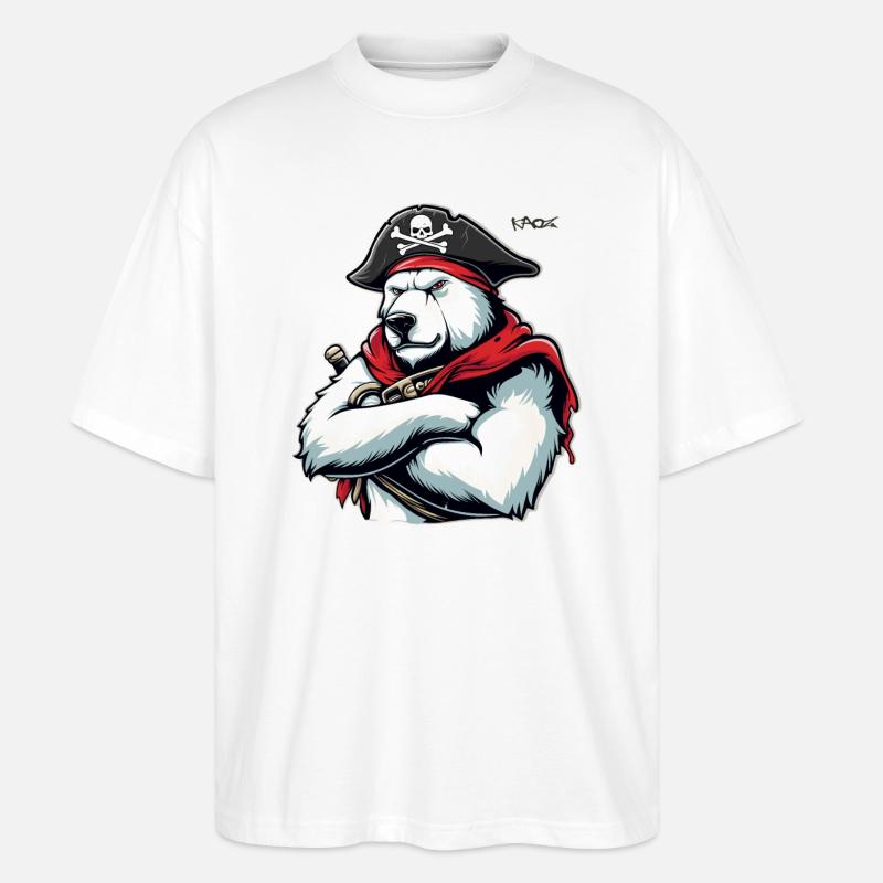 Eisbär Pirat - Stanley/Stella Oversized Unisex Bio T-Shirt Blaster 2.0 - Weiß