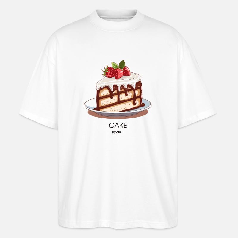 Ein Stück Kuchen, Erdbeerkuchen - Stanley/Stella Oversized Unisex Bio T-Shirt Blaster 2.0 - Weiß