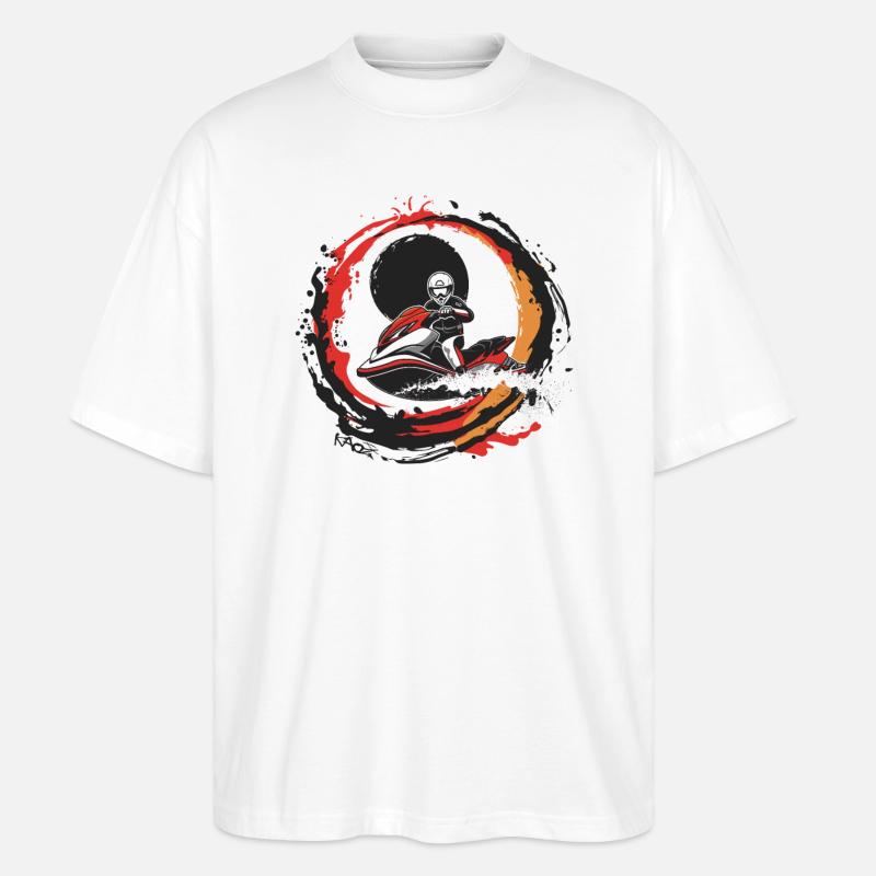 Jetski-Wasser-Spritzer - Stanley/Stella Oversized Unisex Bio T-Shirt Blaster 2.0 - Weiß