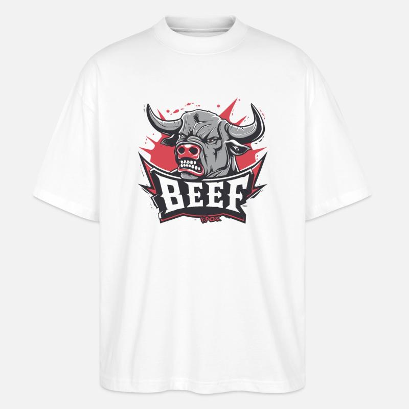 Wütende Kuh oder Stier: Streit - Stanley/Stella Oversized Unisex Bio T-Shirt Blaster 2.0 - Weiß