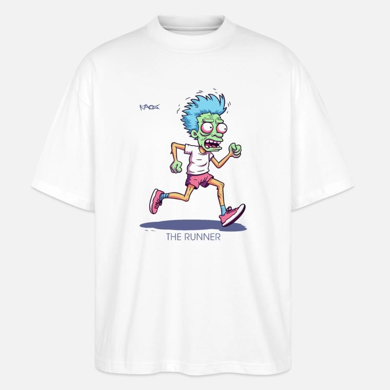 Der Zombie Langstrecken Marathon Läufer - Stanley/Stella Oversized Unisex Bio T-Shirt Blaster 2.0 - Weiß