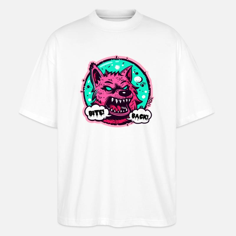 Werewolf Wolf: Bite back! - Stanley/Stella Oversized Unisex Organic T-shirt Blaster 2.0 - white