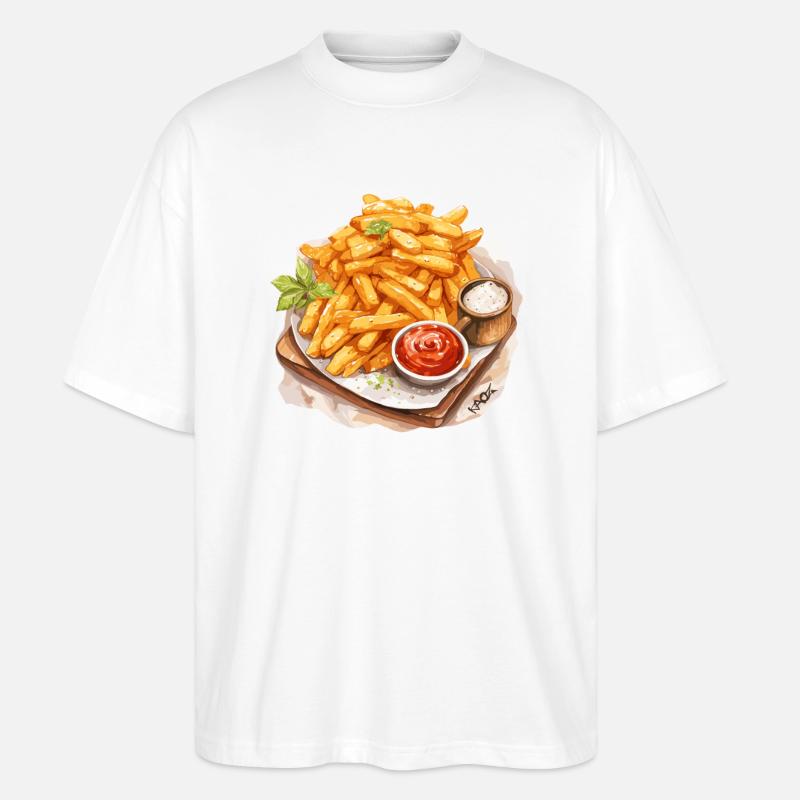 Leckere Pommes - Stanley/Stella Oversized Unisex Bio T-Shirt Blaster 2.0 - Weiß