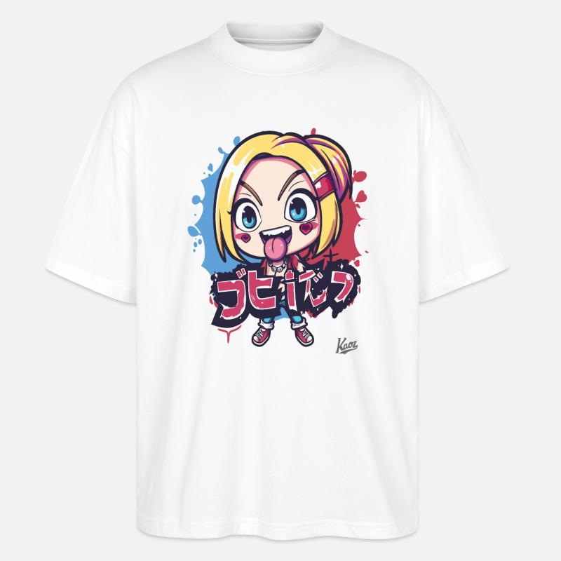Chibi Freches Cartoon-Mädchen - Stanley/Stella Oversized Unisex Bio T-Shirt Blaster 2.0 - Weiß