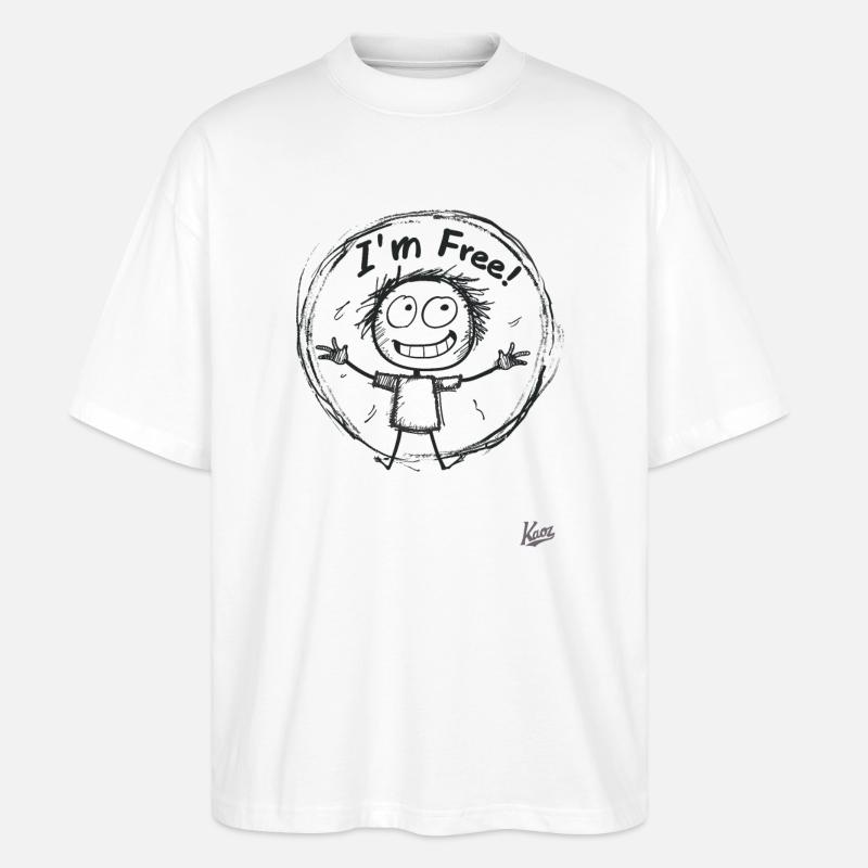 Strichmännchen-Figur: Ich bin frei! - Stanley/Stella Oversized Unisex Bio T-Shirt Blaster 2.0 - Weiß