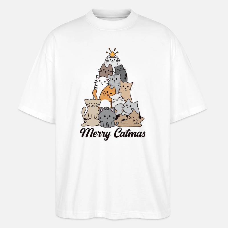 Fröhliche Katzen - Stanley/Stella Oversized Unisex Bio T-Shirt Blaster 2.0 - Weiß