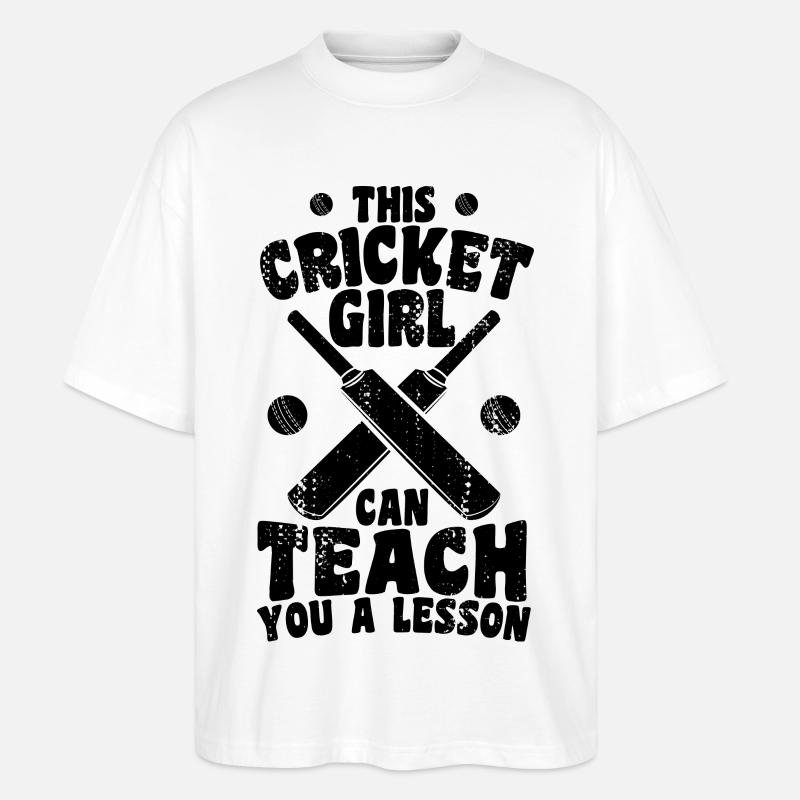 Cricket Mädchen erteilt dir eine Lektion - Stanley/Stella Oversized Unisex Bio T-Shirt Blaster 2.0 - Weiß