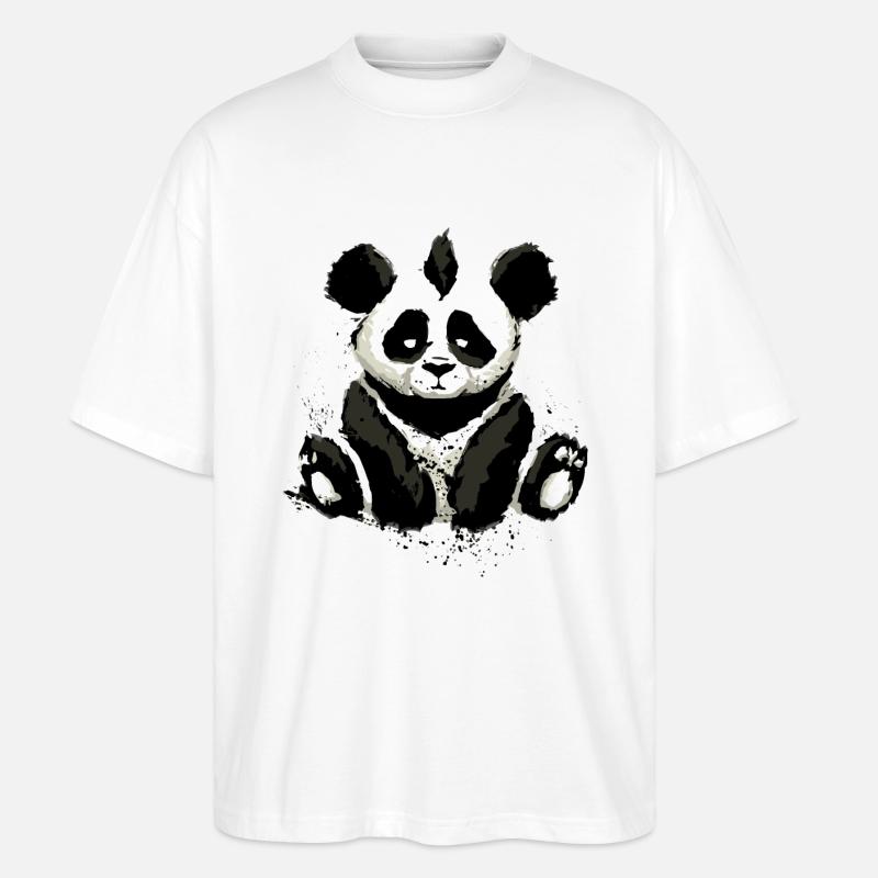 Inked Panda Bear - Stanley/Stella Oversized Unisex Bio T-Shirt Blaster 2.0 - Weiß