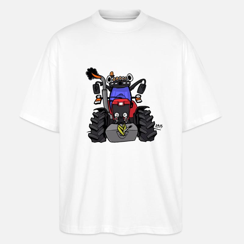 0152 Roter Traktor - Stanley/Stella Oversized Unisex Bio T-Shirt Blaster 2.0 - Weiß