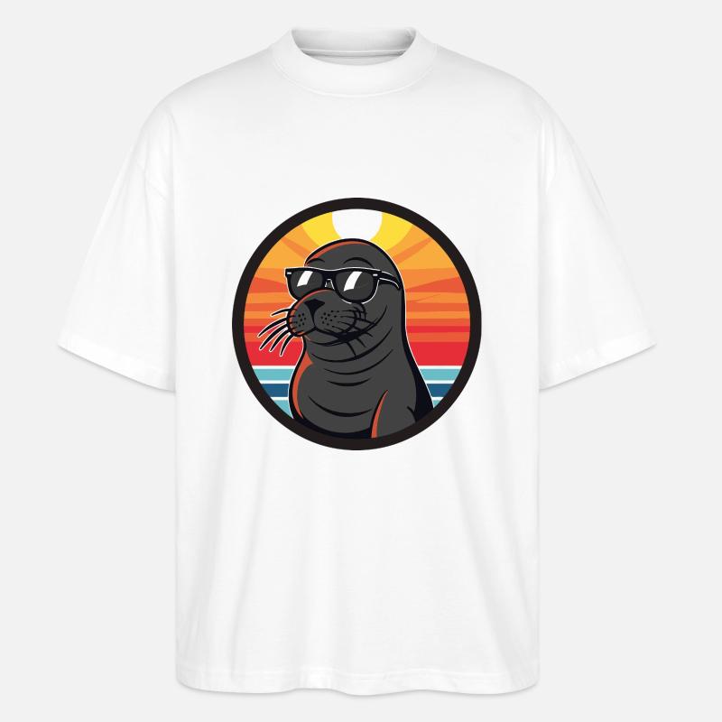 Robbe Tier Cool Sommer - Stanley/Stella Oversized Unisex Bio T-Shirt Blaster 2.0 - Weiß
