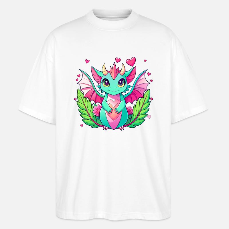 Farbenfroher Drache - Stanley/Stella Oversized Unisex Bio T-Shirt Blaster 2.0 - Weiß