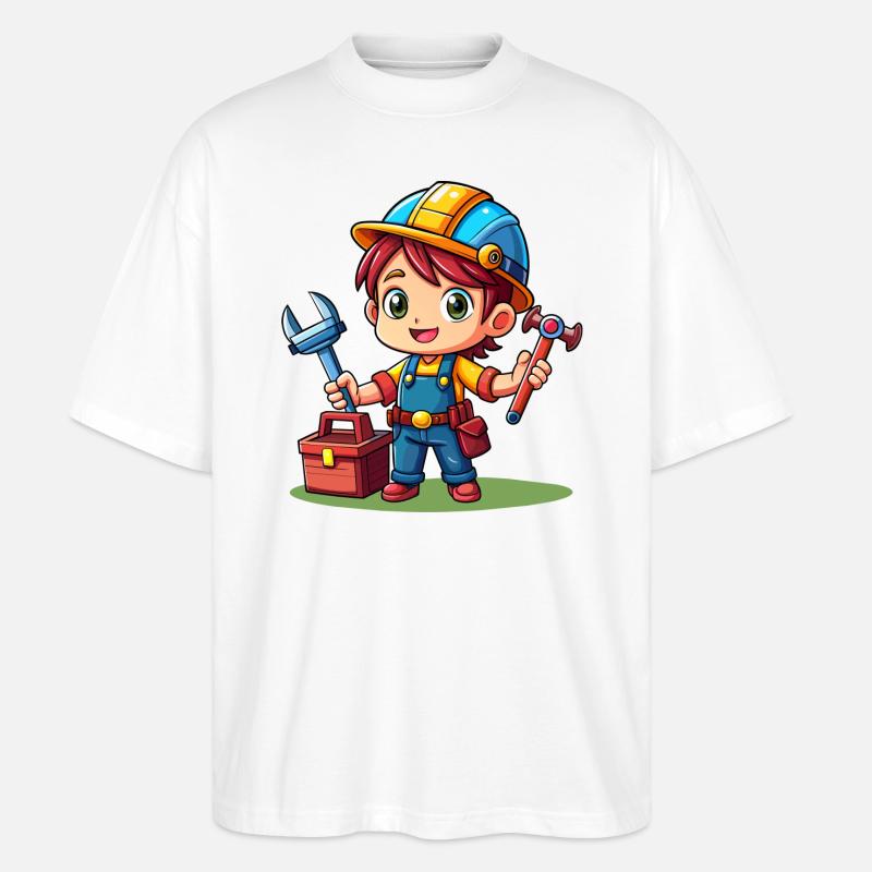 Kleiner Handwerker - Stanley/Stella Oversized Unisex Bio T-Shirt Blaster 2.0 - Weiß