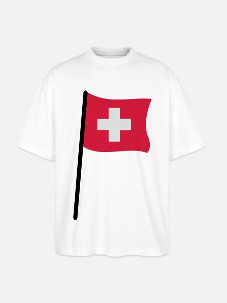 drapeau suisse - T-shirt bio Blaster 2.0 coupe oversize Stanley/Stella Unisexe - blanc
