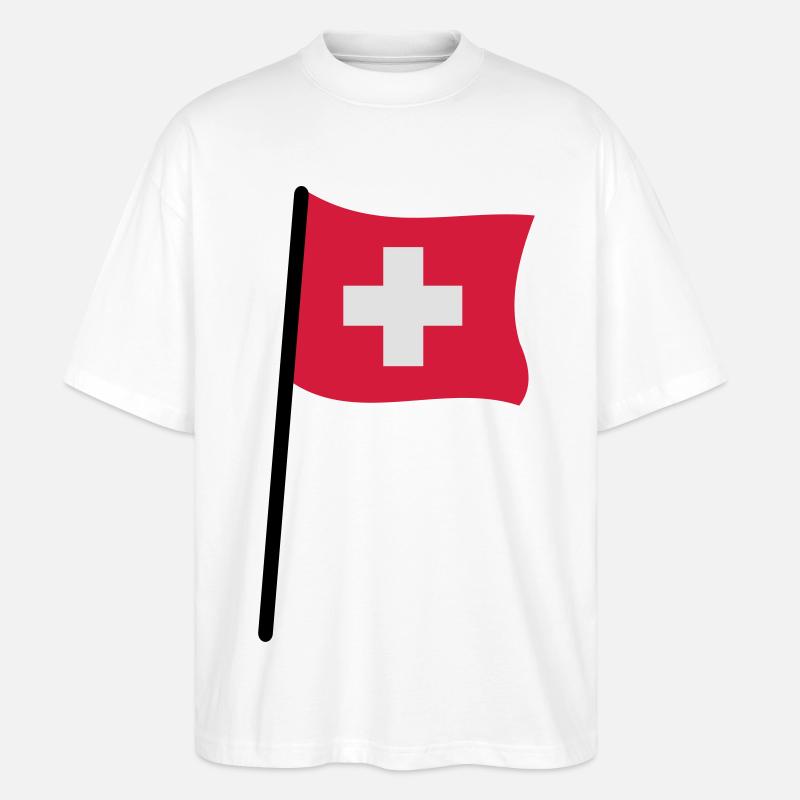 Schweizer Flagge - Stanley/Stella Oversized Unisex Bio T-Shirt Blaster 2.0 - Weiß