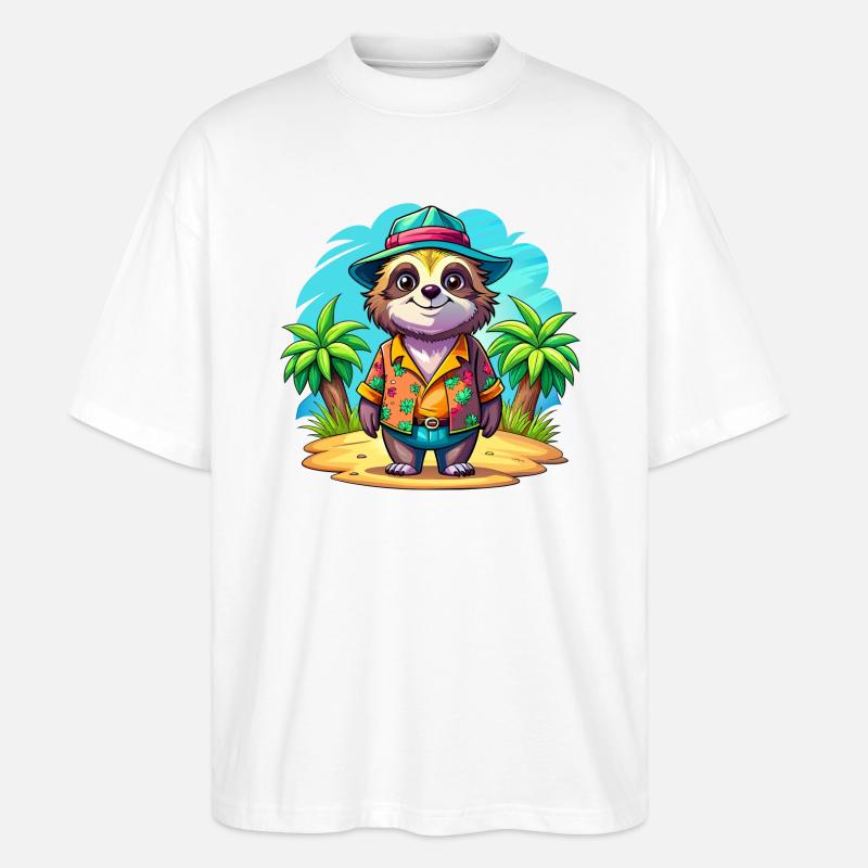 Süßes Urlaubsfaultier - Stanley/Stella Oversized Unisex Bio T-Shirt Blaster 2.0 - Weiß