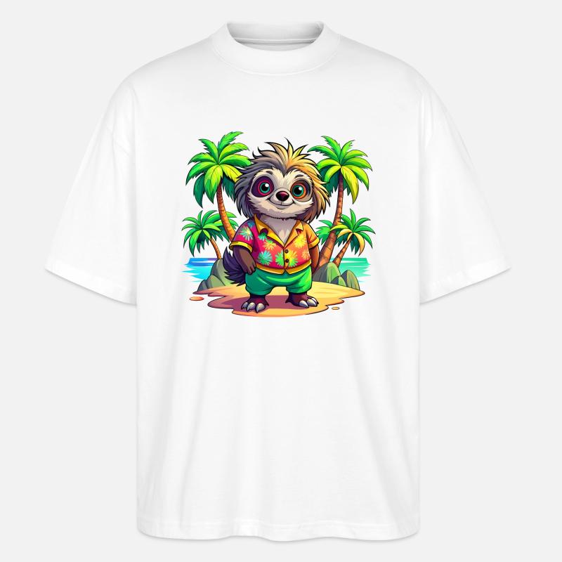 Süßes Urlaubsfaultier - Stanley/Stella Oversized Unisex Bio T-Shirt Blaster 2.0 - Weiß