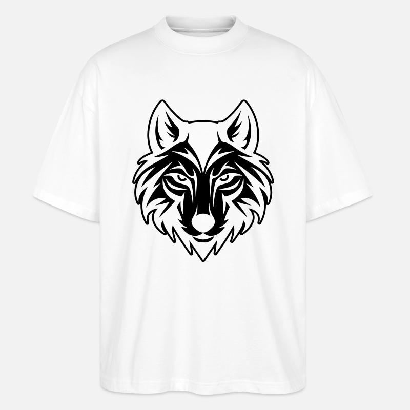 Wolf Kopf - Stanley/Stella Oversized Unisex Bio T-Shirt Blaster 2.0 - Weiß