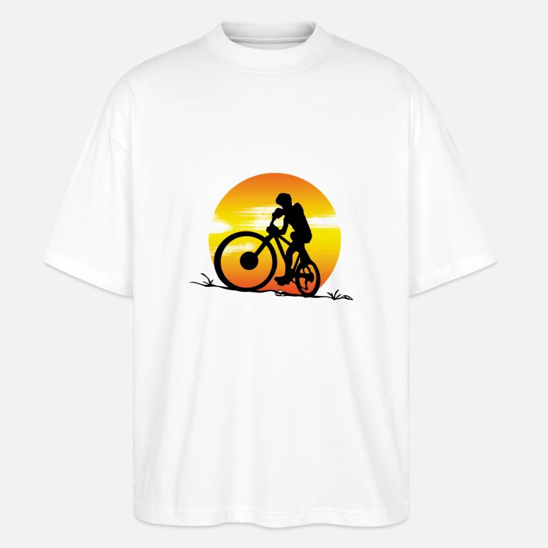 Coucher de soleil VTT - T-shirt bio Blaster 2.0 coupe oversize Stanley/Stella Unisexe - blanc