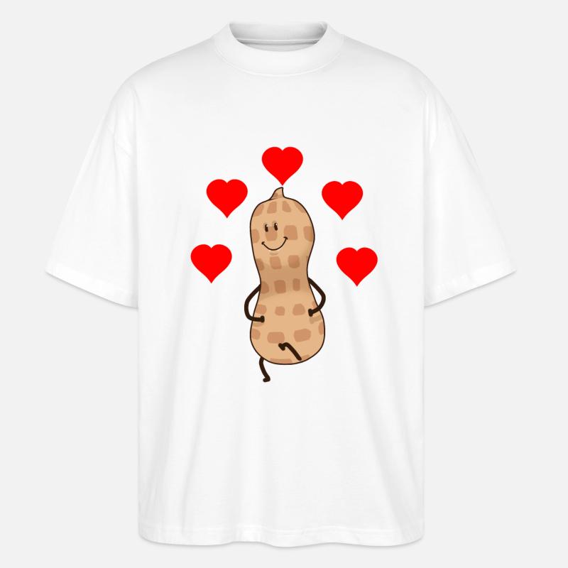 Herzlich Erdnuss Nuss Geschenkidee Valentin - Stanley/Stella Oversized Unisex Bio T-Shirt Blaster 2.0 - Weiß
