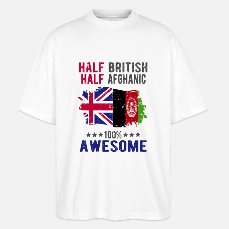 Half British Half Afghan - Stanley/Stella Oversized Unisex Organic T-shirt Blaster 2.0 - white