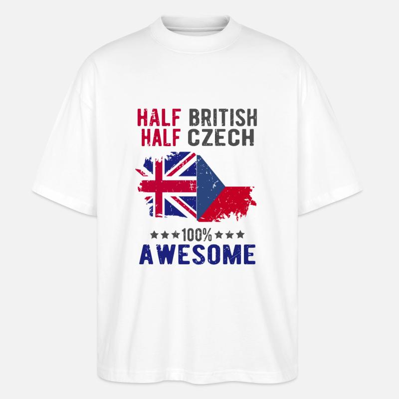 Moitié britannique moitié tchèque - T-shirt bio Blaster 2.0 coupe oversize Stanley/Stella Unisexe - blanc