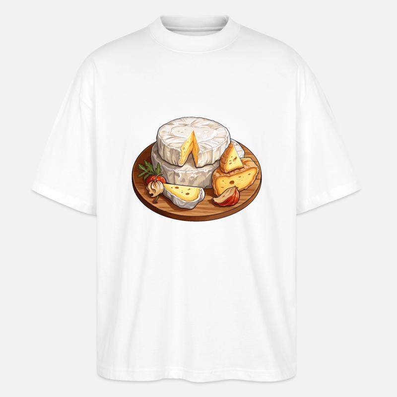 Camembert Käseboard - Stanley/Stella Oversized Unisex Bio T-Shirt Blaster 2.0 - Weiß