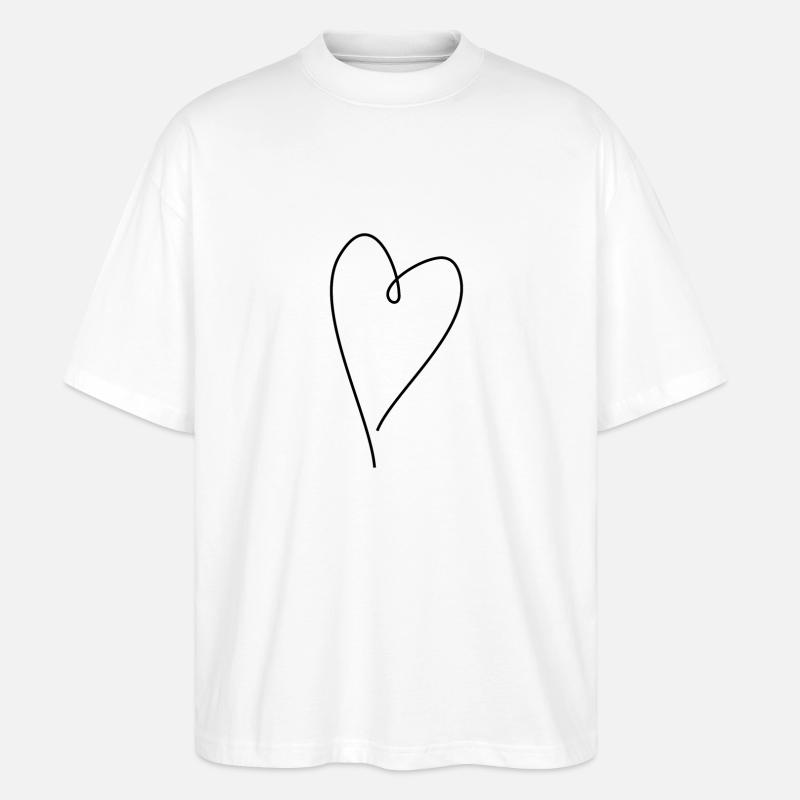 Herz Schwarz - Stanley/Stella Oversized Unisex Bio T-Shirt Blaster 2.0 - Weiß