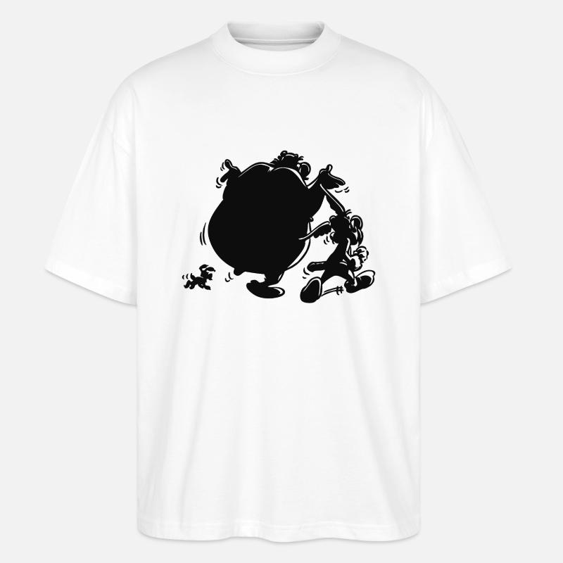 Asterix & Obelix mit Idefix Schatten - Stanley/Stella Oversized Unisex Bio T-Shirt Blaster 2.0 - Weiß