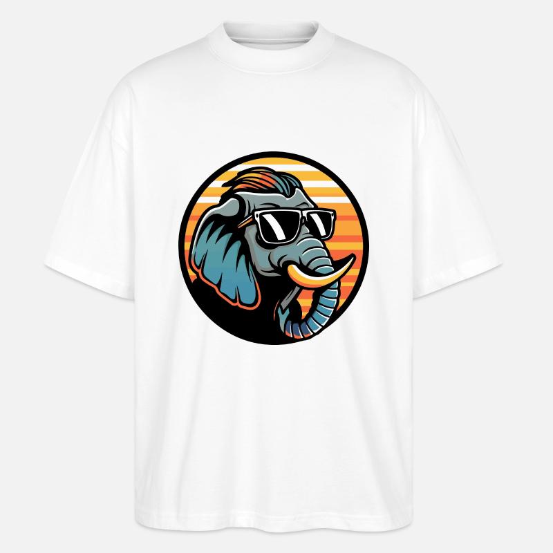 Elephant Comic Cool Summer - Stanley/Stella Oversized Unisex Organic T-shirt Blaster 2.0 - white