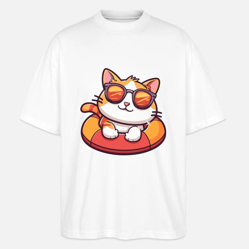 Katze Comic Cool - Stanley/Stella Oversized Unisex Bio T-Shirt Blaster 2.0 - Weiß
