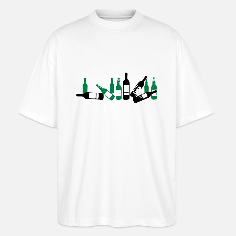 Leichenhaufen Flasche Bierglas - Stanley/Stella Oversized Unisex Bio T-Shirt Blaster 2.0 - Weiß