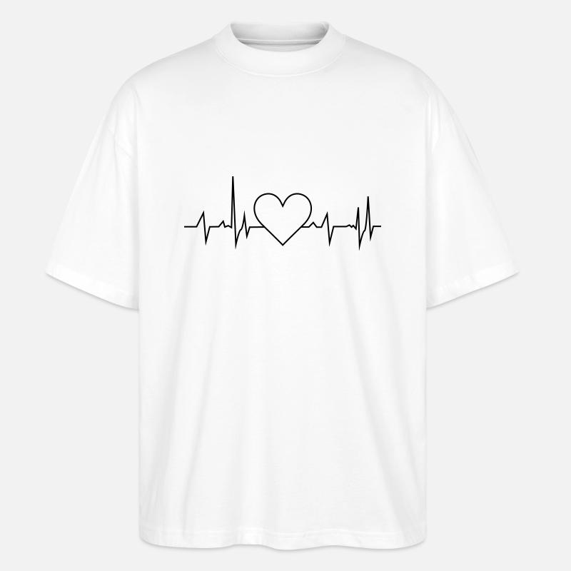 Herz Frequenz - Stanley/Stella Oversized Unisex Bio T-Shirt Blaster 2.0 - Weiß