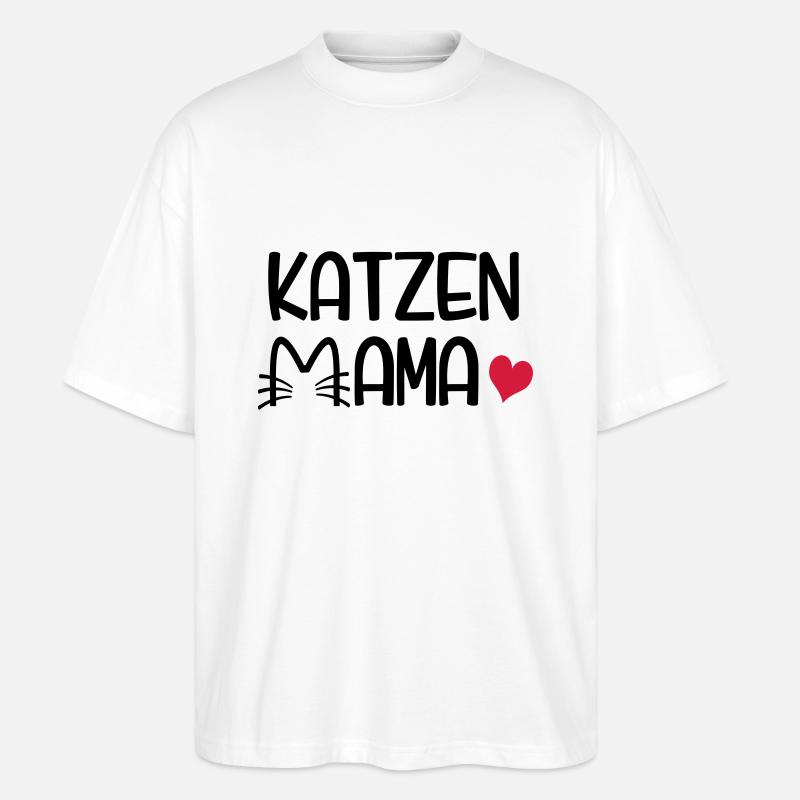 Katzen Mama - Stanley/Stella Oversized Unisex Bio T-Shirt Blaster 2.0 - Weiß