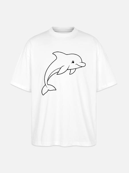 Minimalistic Dolphin - Stanley/Stella Oversized Unisex Organic T-shirt Blaster 2.0 - white