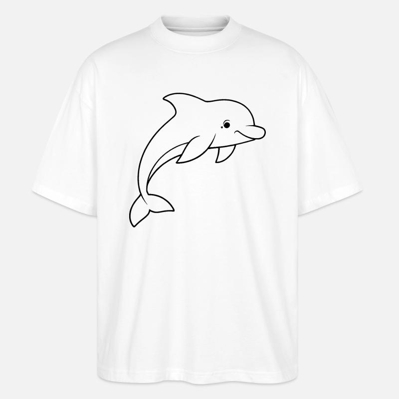 Minimalistic Dolphin - Stanley/Stella Oversized Unisex Organic T-shirt Blaster 2.0 - white