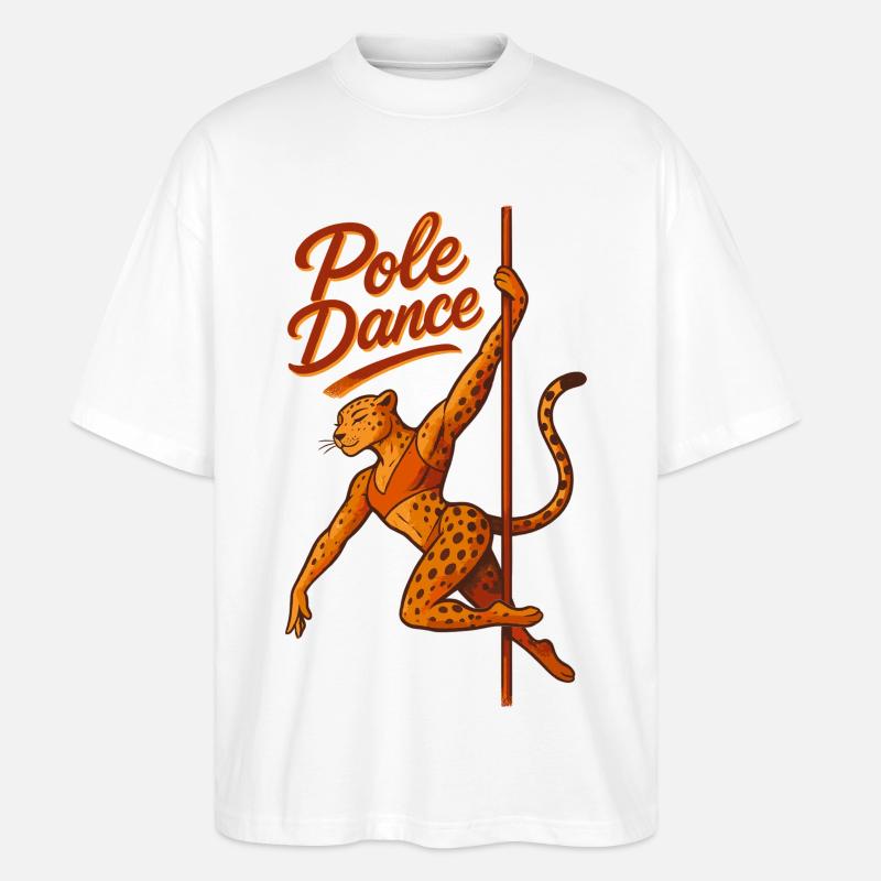 Pole Dance Leopardin Poledancerin Geschenk - Stanley/Stella Oversized Unisex Bio T-Shirt Blaster 2.0 - Weiß